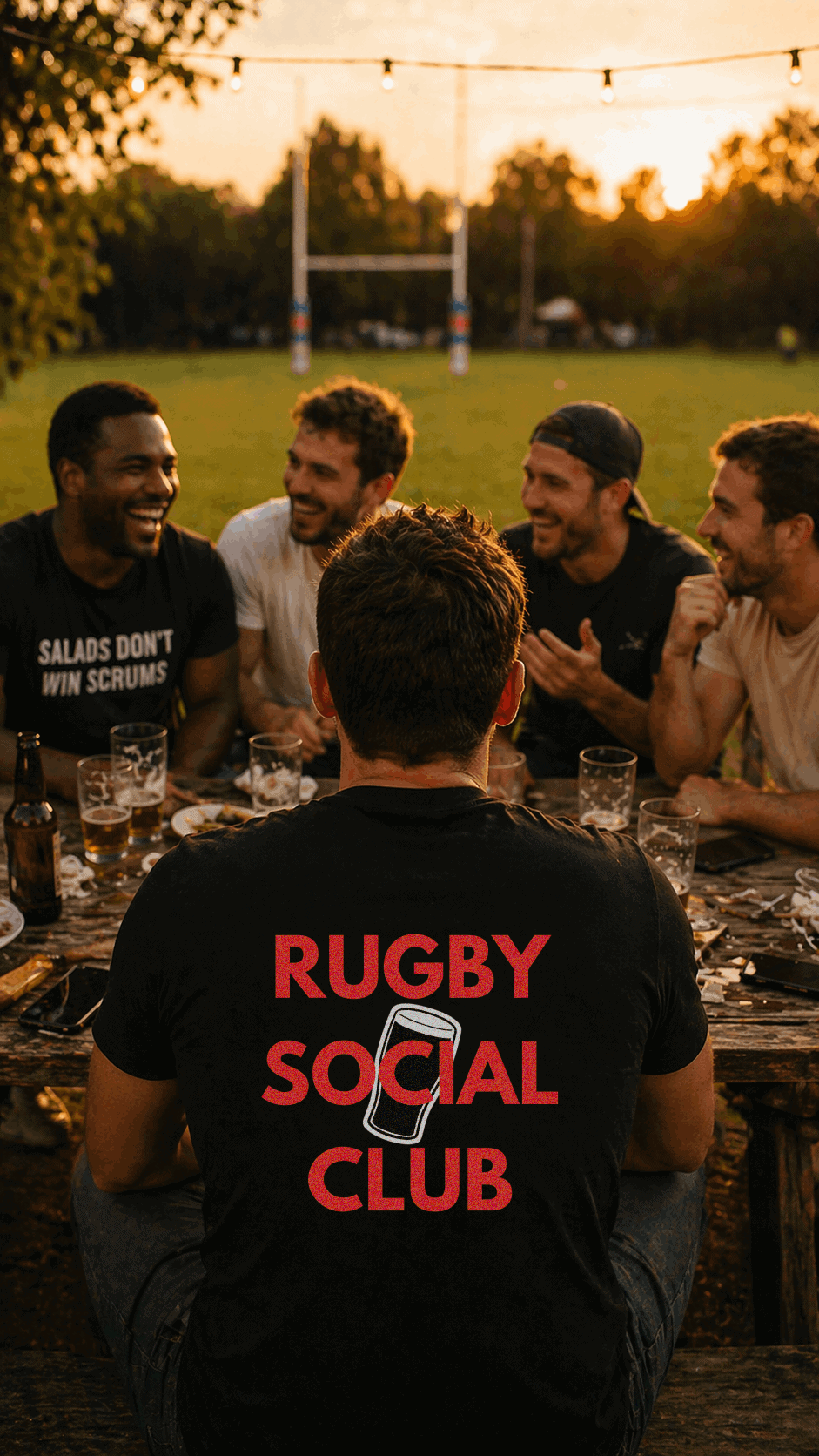 3ème mi-temps rugby - t-shirt Rugby Social Club Contre-Ruck porté en groupe